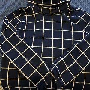 J. Crew Navy Blue Grid Turtleneck Sweater